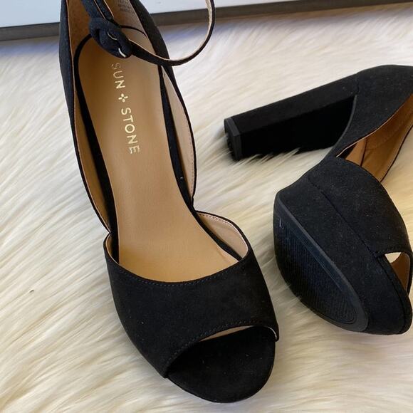 Block-Heel Platform Sun Stone Reeta Sandal Black 9.5 NEW!! - Picture 5 of 13